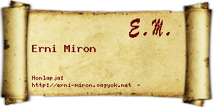 Erni Miron névjegykártya